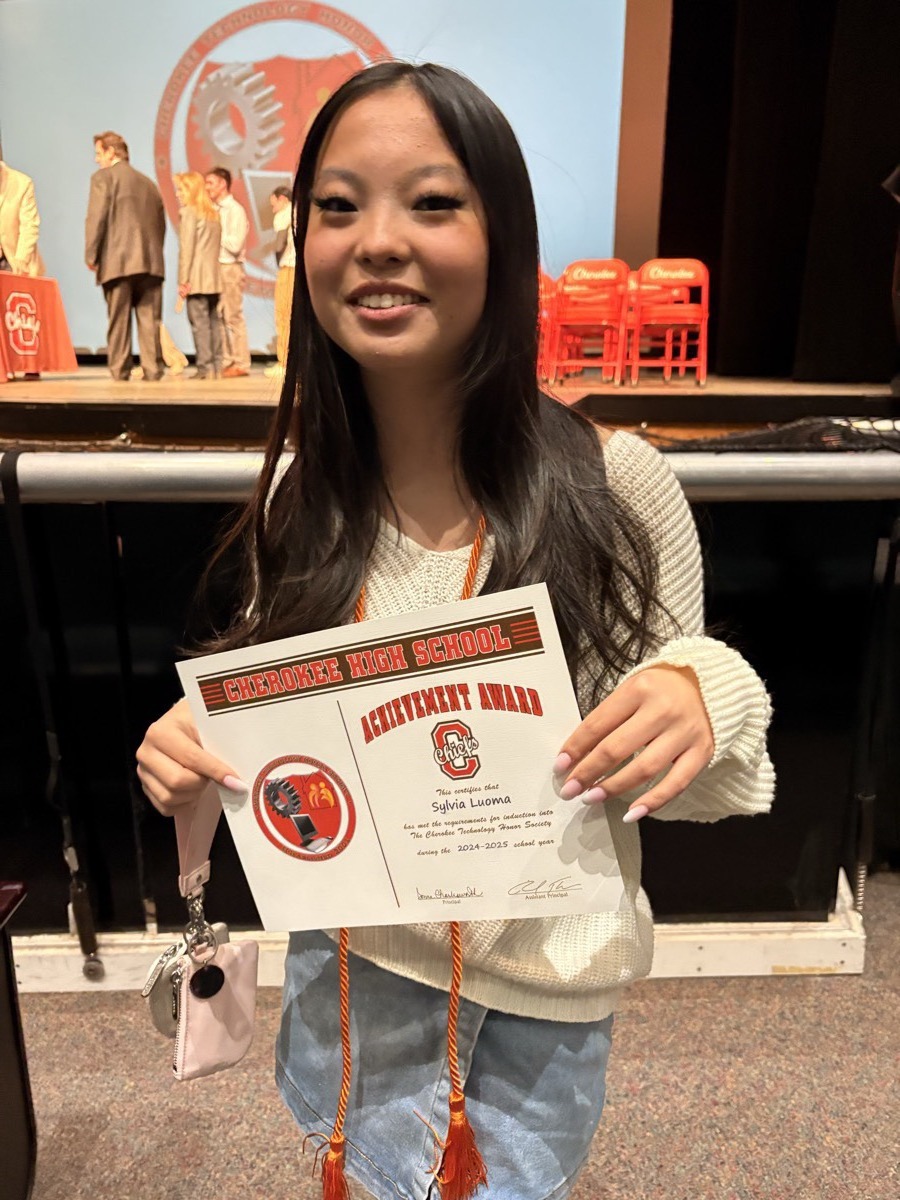 Sylvia with Cherokee HS Achievement Award